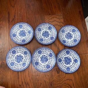 Yokohama Studio Asian Blue & White Dragon Salad Sandwich Plate 8 inch Set of 6